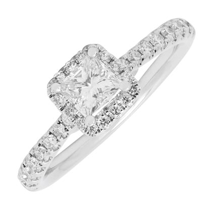 Northern Star Princess Cut Diamond Halo Engagement Ring (3/4ct tw)