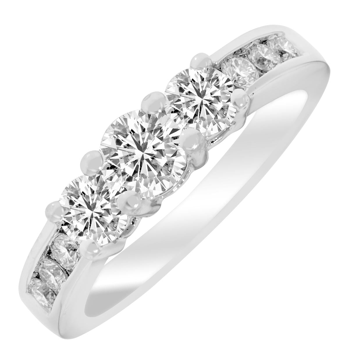 Northern Star Diamond Three Stone Engagement Ring in 14kt White Gold with Channel Set Diamonds (1ct tw)