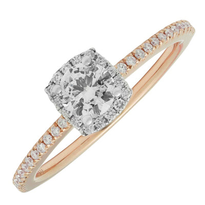 Northern Star Diamond Halo Engagement Ring in 14kt Rose and White Gold (1/2ct tw)