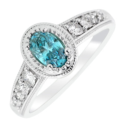 Oval Blue Diamond Engagement Ring in 14kt White Gold (3/4ct tw)