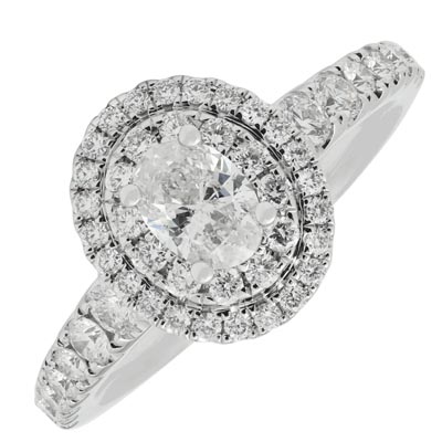Northern Star Oval Diamond Halo Engagement Ring in 14kt White Gold (1ct tw)