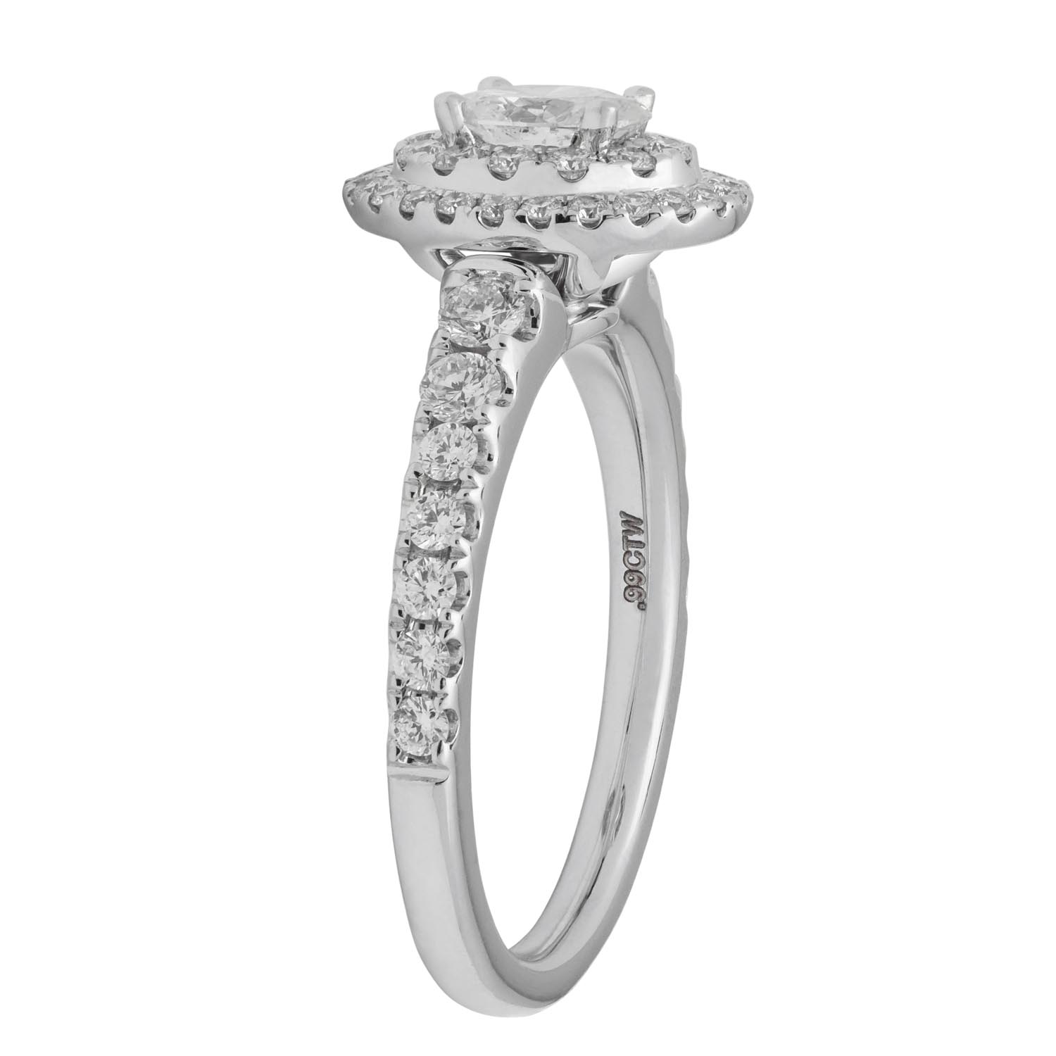 Northern Star Oval Diamond Halo Engagement Ring in 14kt White Gold (1ct tw)