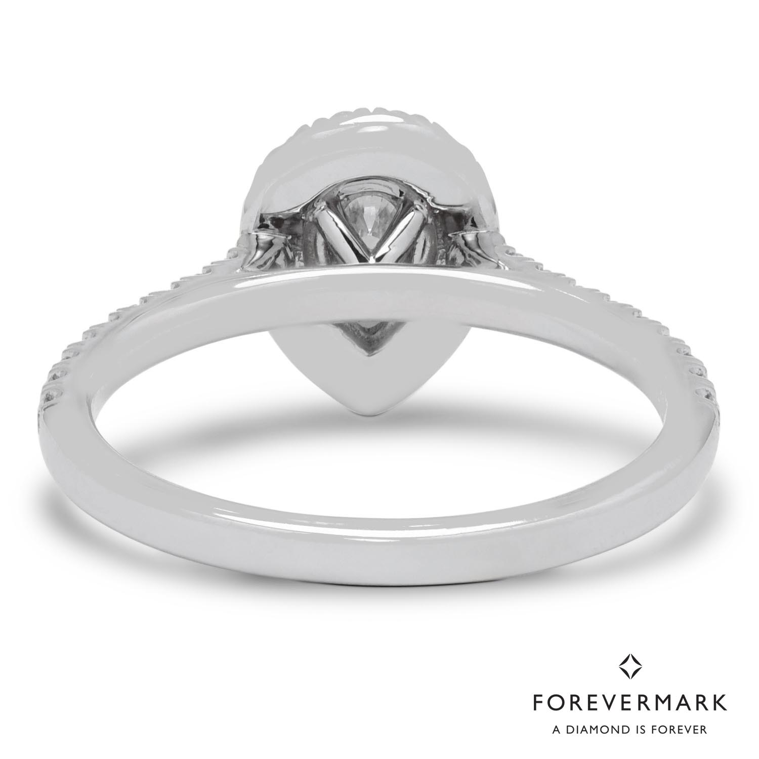 De Beers Forevermark Center of My Universe Pear Diamond Halo Ring with Forevermark Petite Diamonds in 18kt White Gold (3/4ct tw)