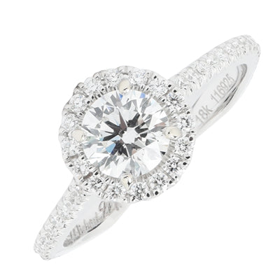 Diamond Halo Engagement Ring in 18kt White Gold (1ct tw)