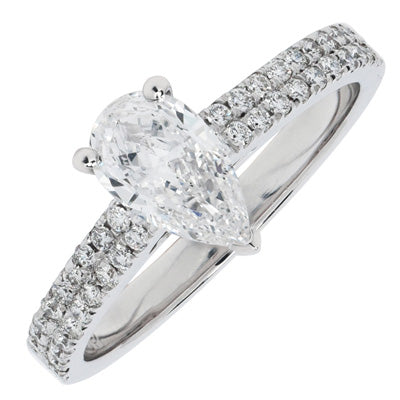 Pear Diamond Engagement Ring in 18kt White Gold (1ct tw)