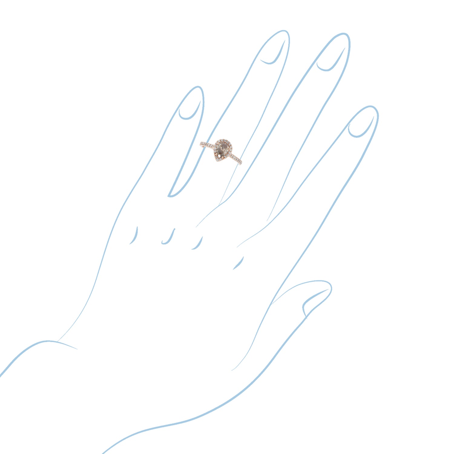 Pear Shape Champagne Diamond Halo Engagement Ring in 14kt Rose Gold (1ct tw)