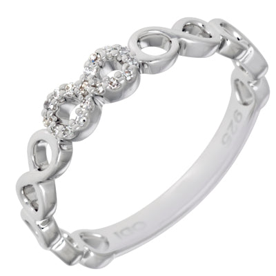 Diamond Infinity Ring in Sterling Silver (1/20ct tw)