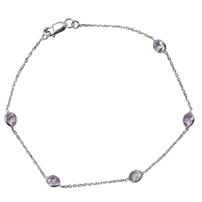 Amethyst Station Bracelet in 14kt White Gold