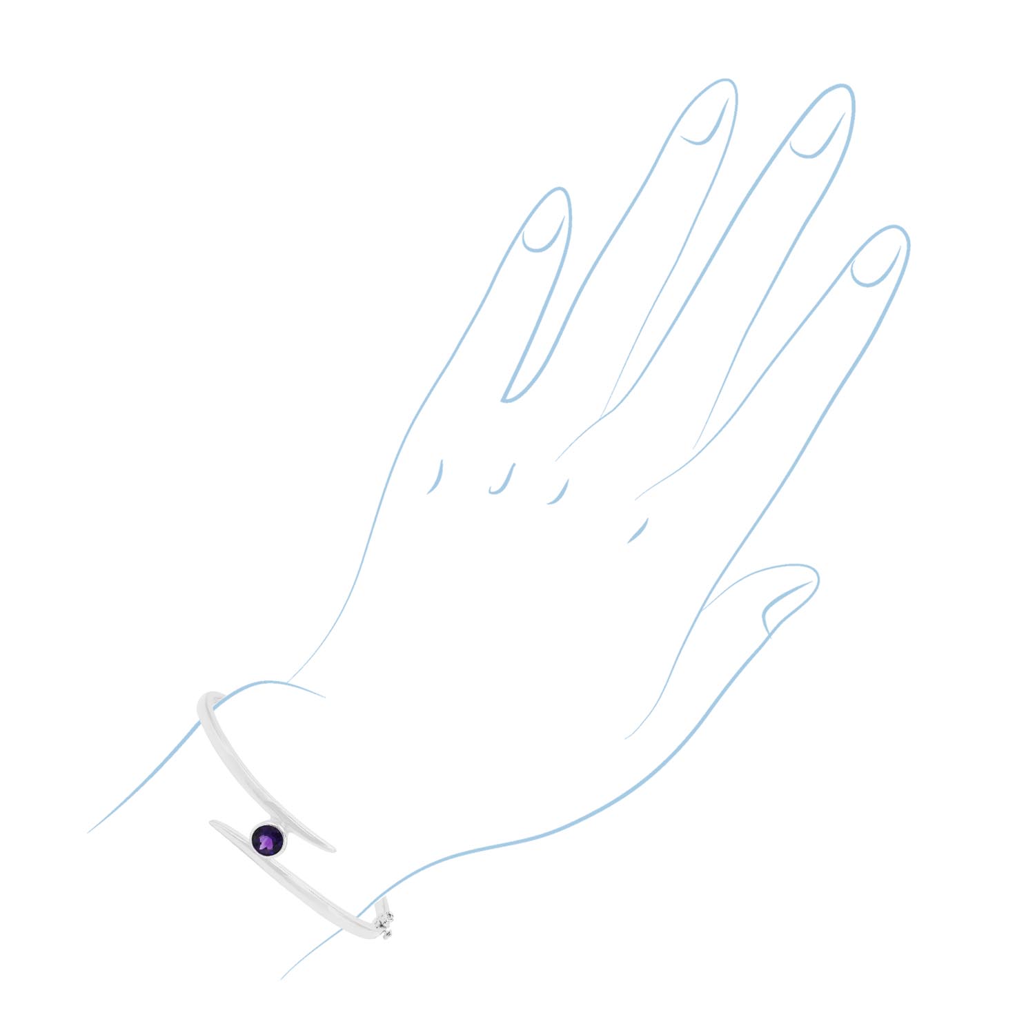 Amethyst Bangle Bracelet in Sterling Silver