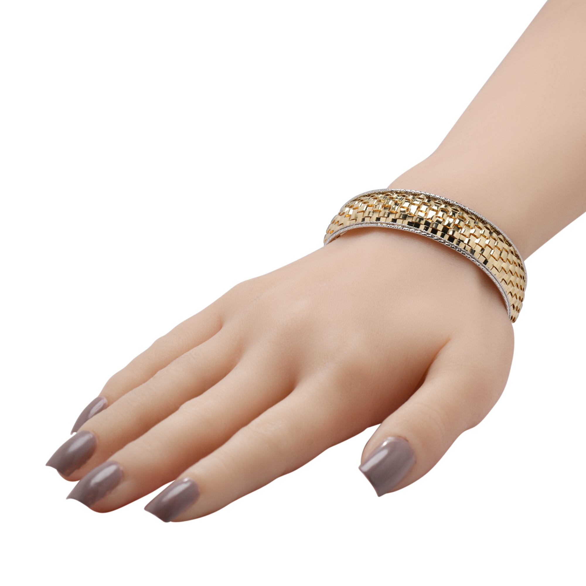 Phillip Gavriel Heritage Basket weave Cuff Bracelet in 14kt Yellow and White Gold