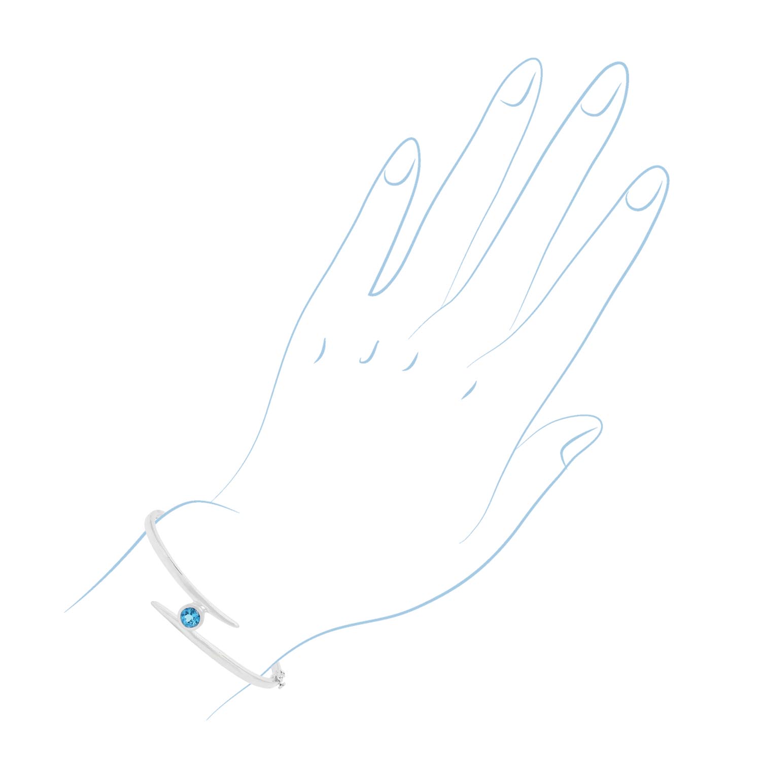 Blue Topaz Bezel Bangle Bracelet in Sterling Silver