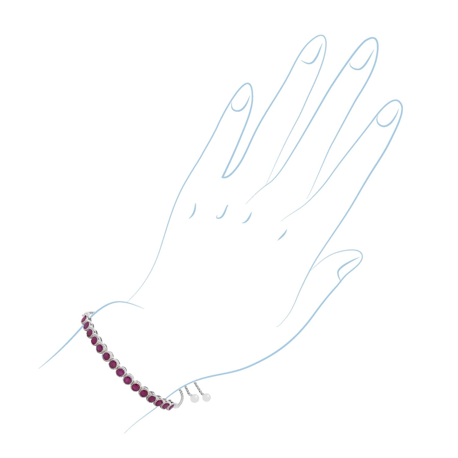 Ruby Bolo Bracelet in Sterling Silver