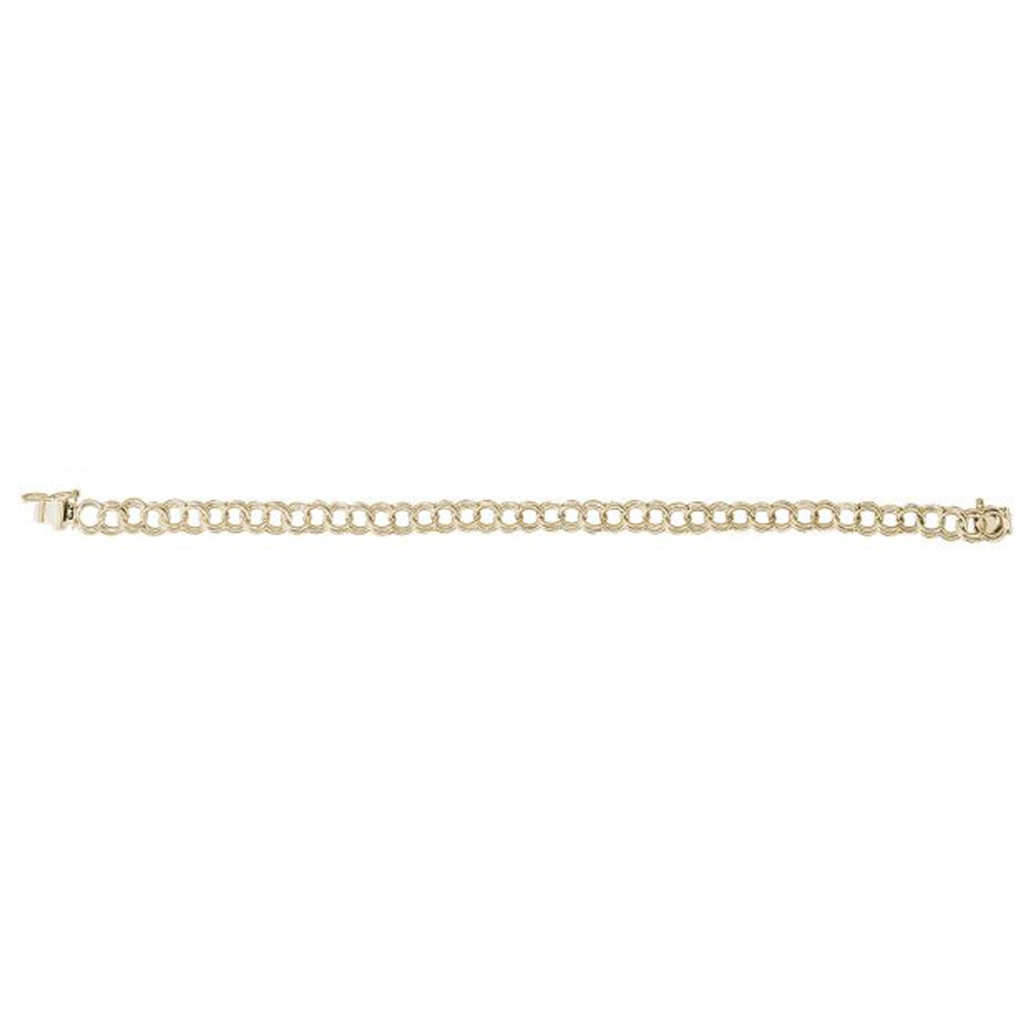 Double Curb Link Charm Bracelet in 10kt Yellow Gold (7 inches)
