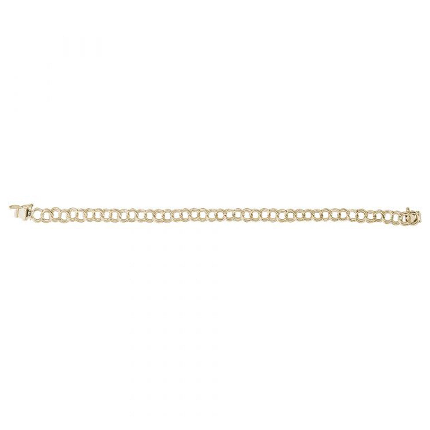 Double Curb Link Charm Bracelet in 10kt Yellow Gold (7 inches)