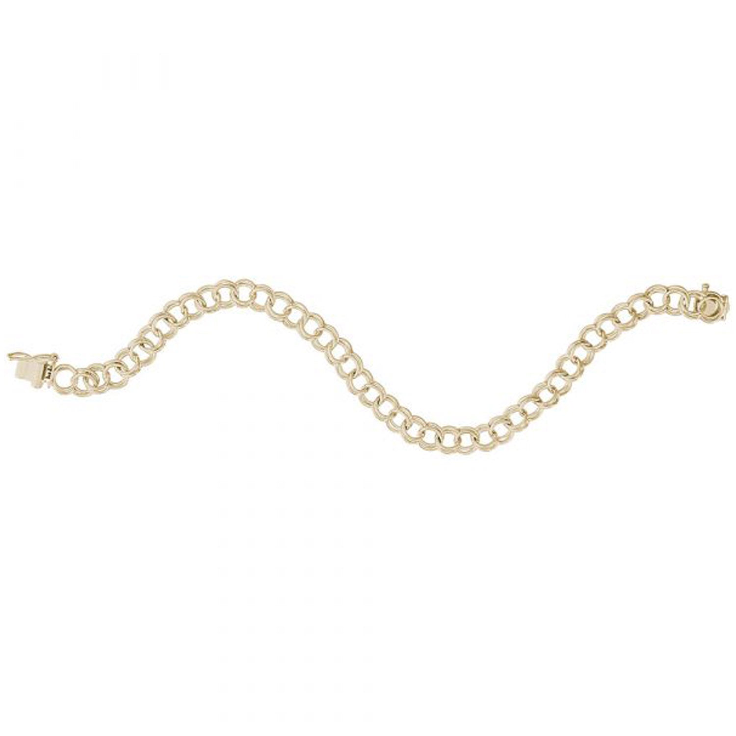 Double Curb Link Charm Bracelet in 10kt Yellow Gold (7 inches)