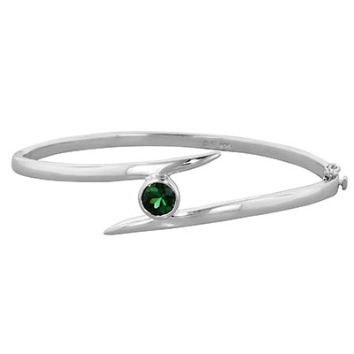 Green Tourmaline Bangle Bracelet in Sterling Silver