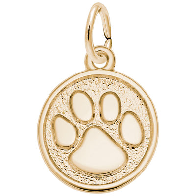 Rembrandt Paw Print Charm in 10kt Yellow Gold