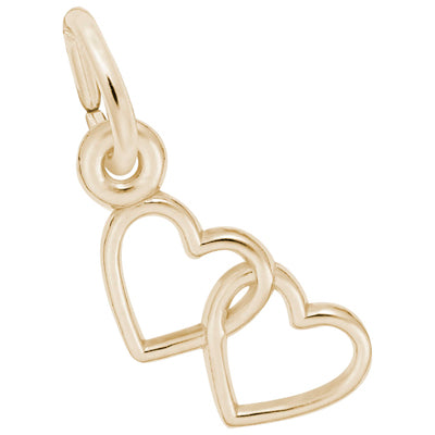 Rembrandt Double Heart Charm in 10kt Yellow Gold