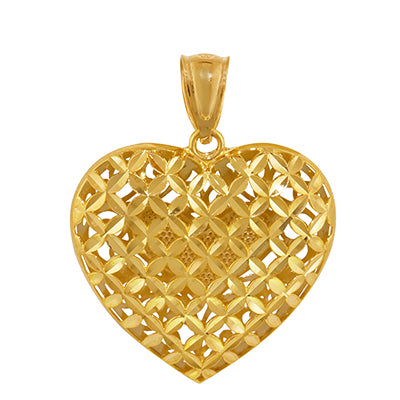Reversible Heart Charm in 14kt Yellow and White Gold