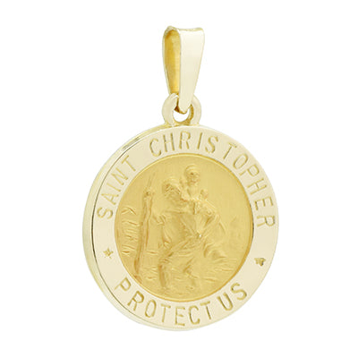 Round Saint Christopher Charm in 14kt Yellow Gold