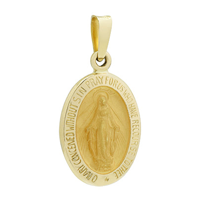 Oval Miraculous Medal Charm in 14kt Yellow Gold