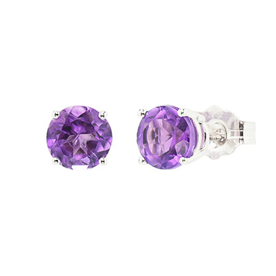 Amethyst Stud Earrings in 14kt White Gold (5mm)