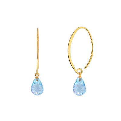 Blue Topaz Simple Sweep Earrings in 14kt Yellow Gold
