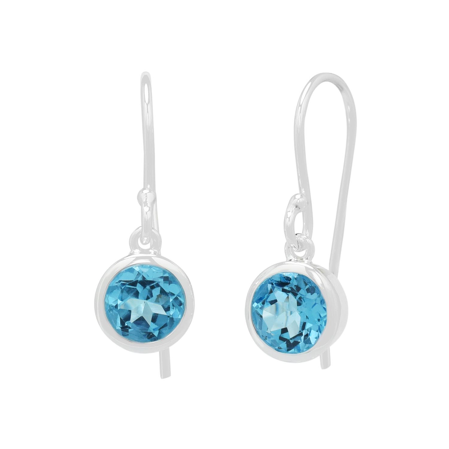 Blue Topaz Dangle Earrings in Sterling Silver