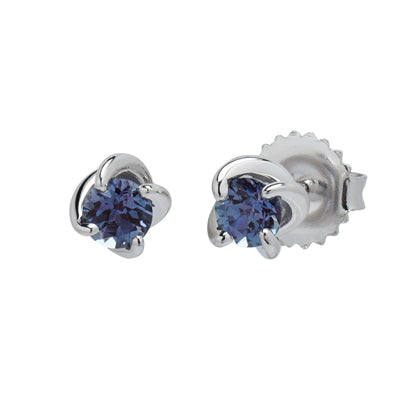 Created Alexandrite Earrings in 14kt White Gold