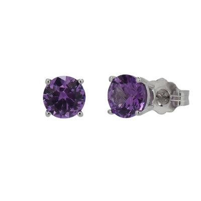 Created Alexandrite Stud Earrings in 14kt White Gold (5mm)