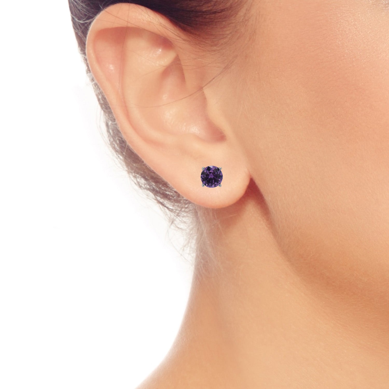 Created Alexandrite Stud Earrings in 14kt White Gold (5mm)