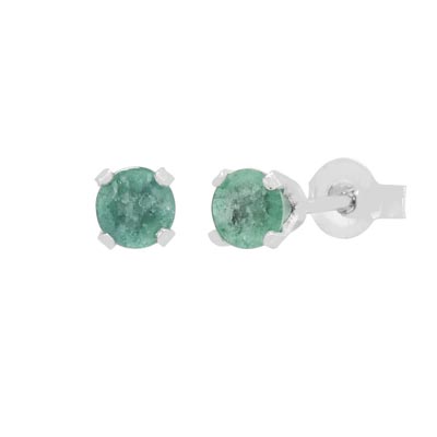 Emerald Stud Earrings in 14kt White Gold (3mm)