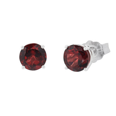 Garnet Stud Earrings in 14kt White Gold