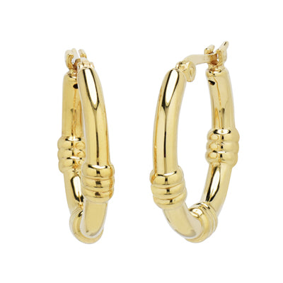 Station Hoop Earrings in 14kt Yellow Gold