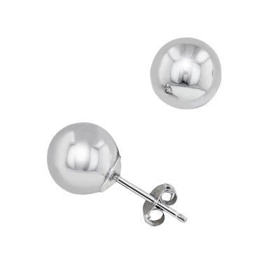 Ball Stud Earrings in 14kt White Gold (7mm)