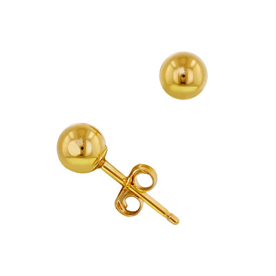 Gold Ball Earrings in 14kt Yellow Gold (4mm)