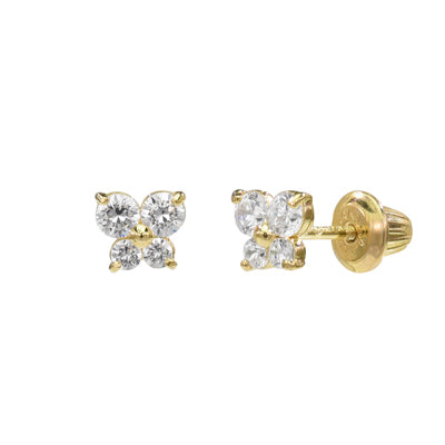 Childrens Cubic Zirconia Butterfly Stud Earrings in 14kt Yellow Gold
