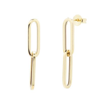 Fashion Oval Paperclip Earrings in 14kt Yellow Gold