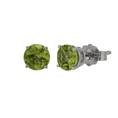 Peridot Stud Earrings in 14kt White Gold (5mm)