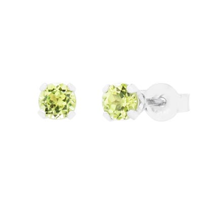 Peridot Stud Earrings in 14kt White Gold (3mm)