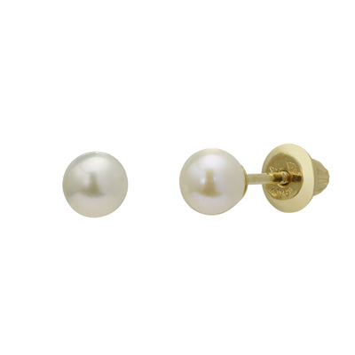 Children Cultured Pearl Earrings in 14kt Yellow Gold (4mm pearl)