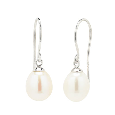 Freshwater Pearl Earrings in Sterling Silver (8mm)