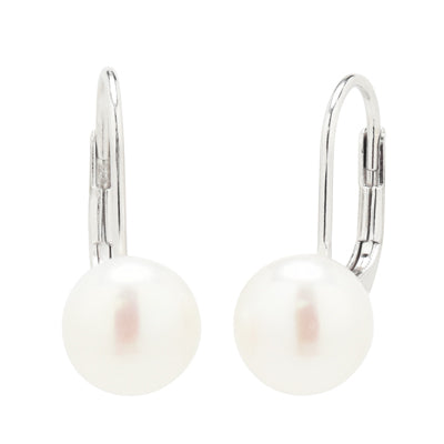 Cultured Freshwater Pearl Earrings in Sterling Silver (8mm pearls)