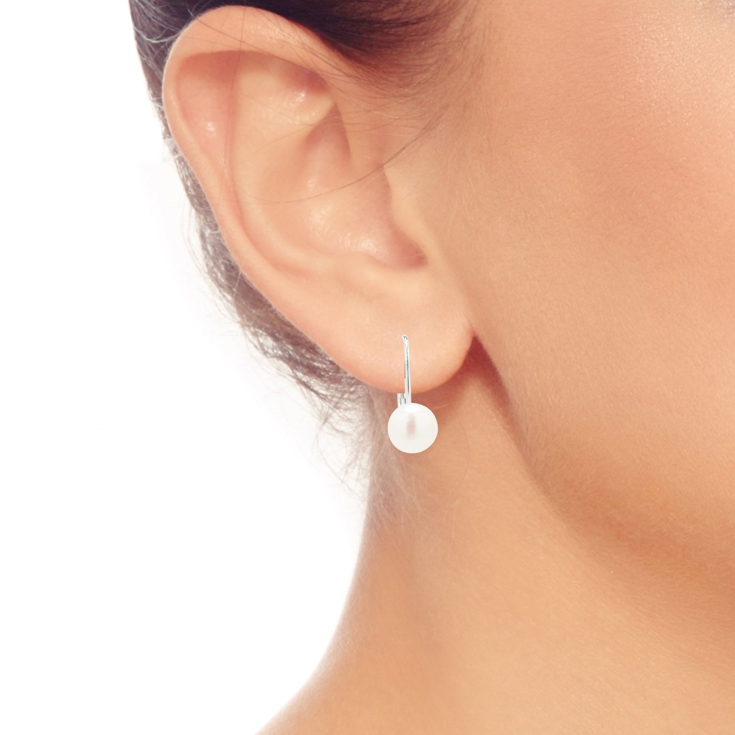 Cultured Freshwater Pearl Earrings in Sterling Silver (8mm pearls)