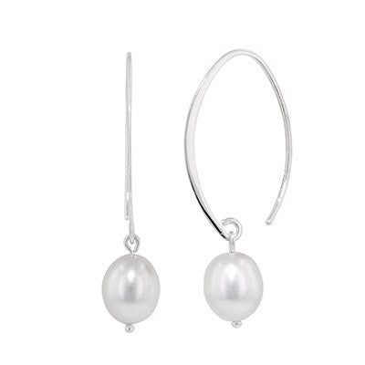 Cultured Freshwater Pearl Earrings in Sterling Silver (8mm pearls)