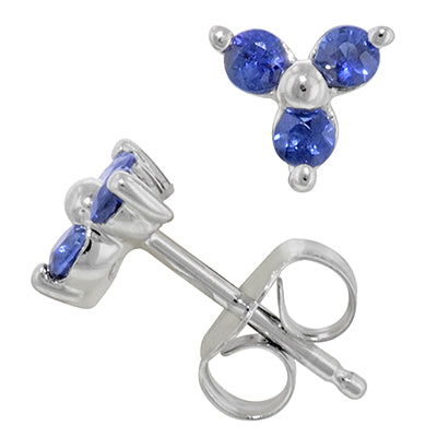 Sapphire Flower Earrings in 14kt White Gold