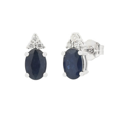 Sapphire Earrings in 14kt White Gold with Diamonds (1/10ct tw)