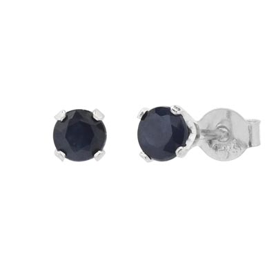 Sapphire Stud Earrings in 14kt White Gold (3mm)
