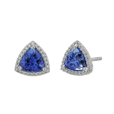 Tanzanite Earrings in 14kt White Gold with Diamonds (1/10ct tw)