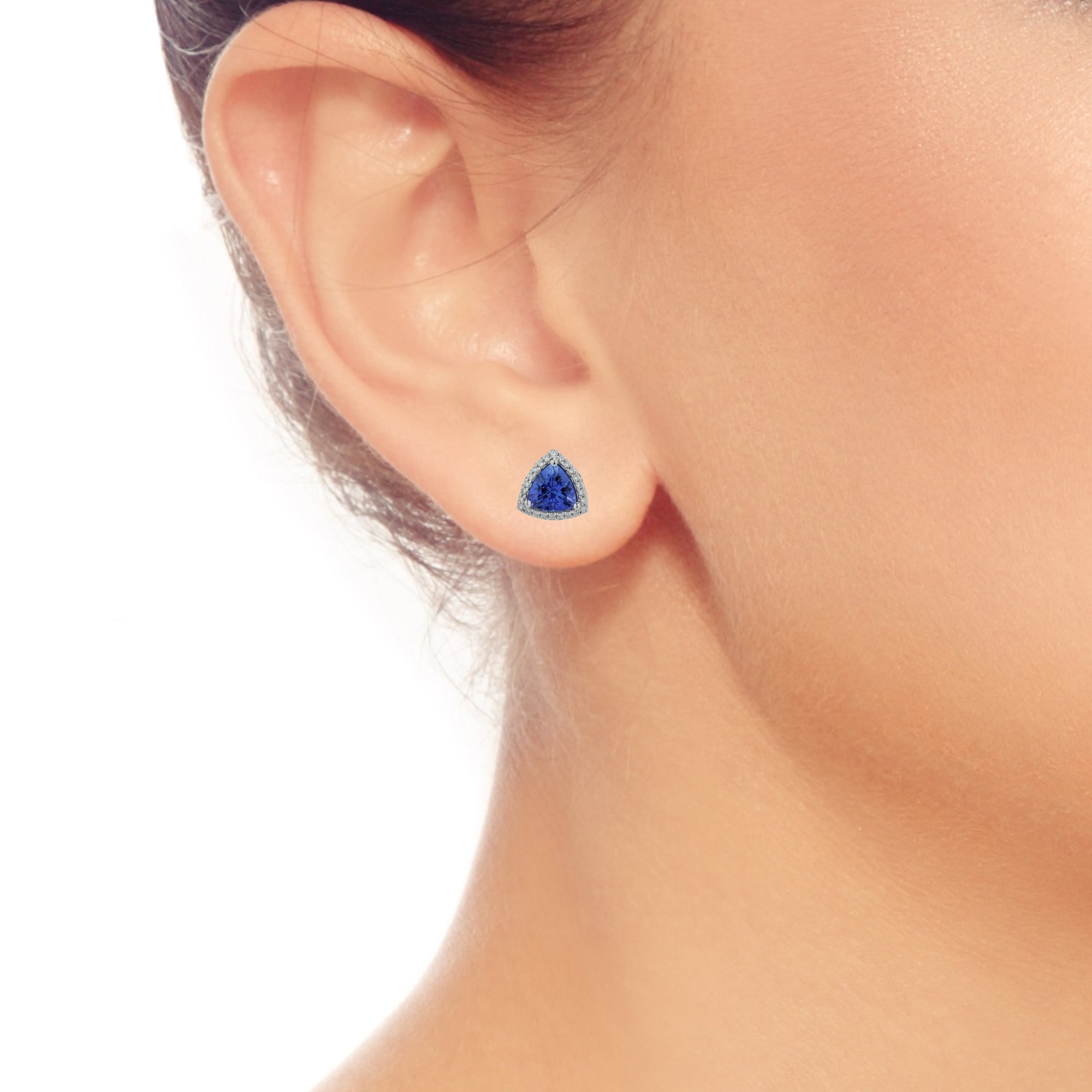 Tanzanite Earrings in 14kt White Gold with Diamonds (1/10ct tw)